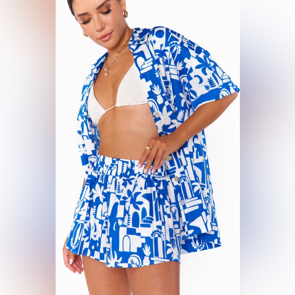 NWT Show Me Your MuMu Blue and White Russell Shorts